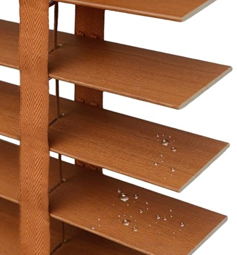 Store en Bois 55cm 65cm 75cm 85cm 95cm 105cm 115cm 125cm De Large, Stores Horizontaux à Lamelles De 50mm, Rideaux Vénitiens Bois Naturels Fenêtres Occultantes, Pour Chambre/Salon/Cuisine(Wood grain br