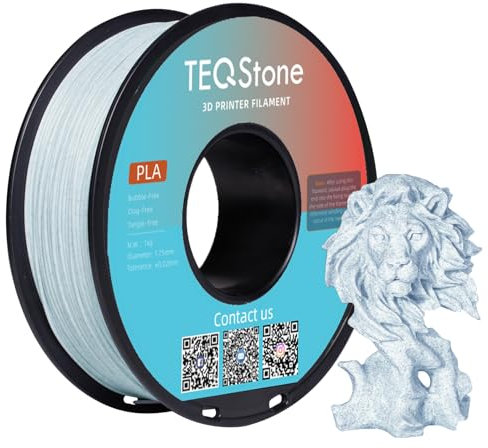 TEQStone PLA Filament 1,75mm Marmor Blau, Steinähnliche Oberfläche, Maßgenauigkeit +/- 0,03 mm, 3D Drucker Filament Stein PLA 1KG Spule