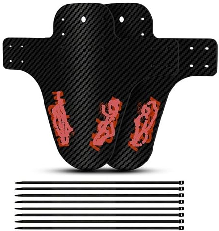 TroHollis Fahrrad Schutzblech,Fahrrad Schutzblech Mountainbi 2 stücke Mountainbike Zubehör Kohlefaser Twill Radfahren MTB-Kotflügel Hintere Mudguard-Flügel für Straße Fahrradwaren(2 pcs orange)
