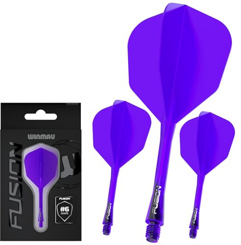 WINMAU Dardos Fusion Sistema Integrado de Vuelo y Eje - No.6 Forma y diseño - Púrpura, Longitud Intermedia