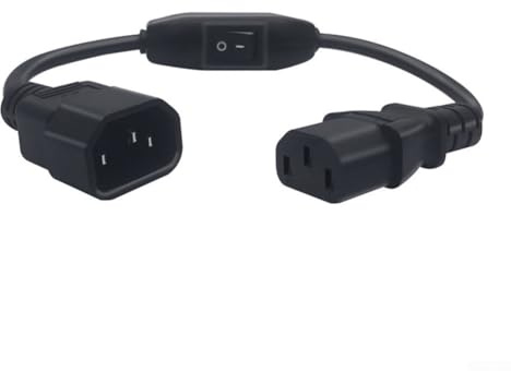 IEC320 C14 to C13 Extension Cable 30cm with OnOff Switch, Supporting 10A Current and 250V Voltage for Use with Electric Kettles, Rice Cookers, and UPS Systems