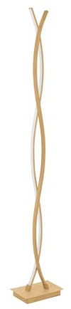 Eglo Lampadaire LED Lasana 4, design pour salon, lampe sur pied courbée | métal effet bois, lumière blanc chaud, 143 cm