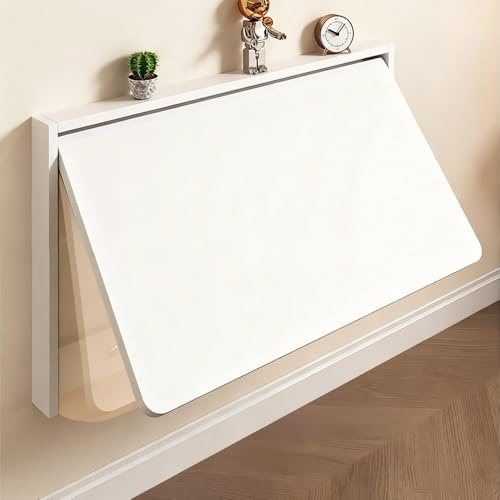GSKFXJ Klappbar Wandtisch Für Esszimmer Kompakter Wandklapptisch Aus Massivem Holz, Kleiner Klapptisch Platzsparender, Schwimmend Küchentisch(White,79 * 39cm/31 * 15in)