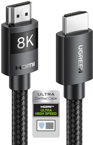 UGREEN 10K 8K 60Hz Câble HDMI 2.1 Haute Vitesse 48Gbps (10M) | 4K 240Hz UHD 3D eARC HDR 10+ VRR HDCP 2.3 Dolby Vision Compatible avec Switch PS5 PS4 Xbox One X HDTV MacBook Pro Mac Mini M4