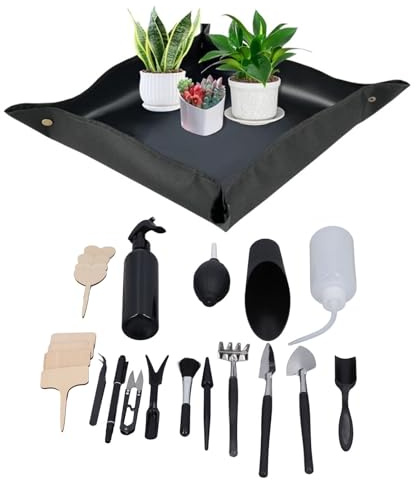 23Pcs Mini Garden Hand Transplanting Succulent Tools Set with Plant Tags, Miniature Gardening Kit for Indoor Bonsai, Houseplant & Fairy Garden Care, Gifts for Women