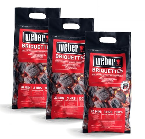 Weber Grill-Briketts (12kg Box), besteht aus 3X 4KG Packungen, für Lange & konstante Glut, 100% natürliches Holz, EU-Produkt, nachhaltig gewonnen, FSC Zertifiziert
