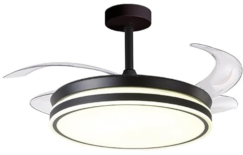 BEL AIR HOME Ventilador de Techo ATENAS Negro | Motor DC Silencioso, Luz LED 36W 3 Temperaturas de Color, Aspas Retráctiles, Mando a Distancia, Modo Invierno, Diseño Moderno