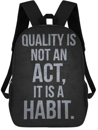 sinyumoney Quality Is A Habit - Motivational Poster Leichter Schulrucksack, Ideal Für Flughafen Und Uni, Für Teenager, Mädchen, Jungen, Frauen Und Männer 17inch