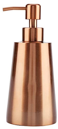 350ml Stainless Steel Liquid Soap Shampoo Lotion Dispenser Pump, Square Refillable Soap Dispenser for Kitchen or Bathroom Countertop(Rose Gold)