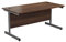 Office Hippo Heavy Duty Rectangular Cantilever Desk, Home Office Table + Integrated Cable Ports, PC Desk For Home or Office, 180cm x 60cm - Silver Frame/Dark Walnut Top