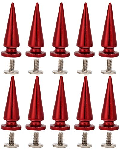 10 stücke 10x26mm große größe Kegel Spikes Punk Nieten bolzen Schraube Baum Form zurück Spikes für DIY Leder Schuhe Jacke Handwerk kleidersack(rot)