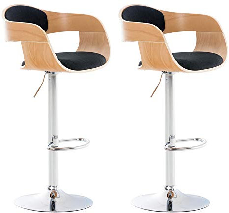 CLP 2er Set Barhocker Kingston Mit Stoffbezug Und Hochwertiger Polsterung I Höhenverstellbare Barstühle Mit Drehbaren Sitzen, Farbe:Natur/schwarz