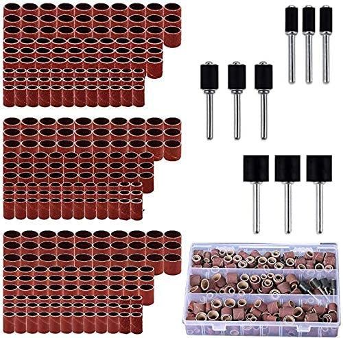 338pcs Sanding Drum Kit with Free Box fits Dremel Includes Rubber Drum Mandrels - 1/2, 3/8 & 1/4#21-MST