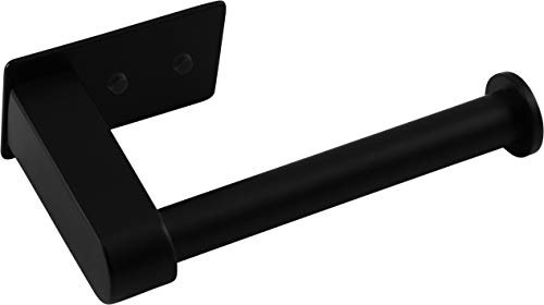 Cornat WC-Papierhalter - 2 verschiedene Befestigungsoptionen mit Klebepad & Bohren - Offenes Design - Matt schwarz - Aus Stahl / Klopapierhalter / Toilettenpapierhalterung / T364206Schwarz (Matt)