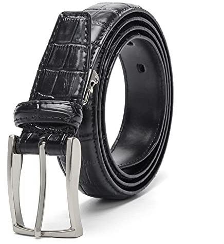 HNGM Herren-Gürtel Casual Herren Gürtel Krokodil Muster 3,0 cm Damen Gürtel Unisex Gürtel Schwarz Braun (Color : Schwarz)
