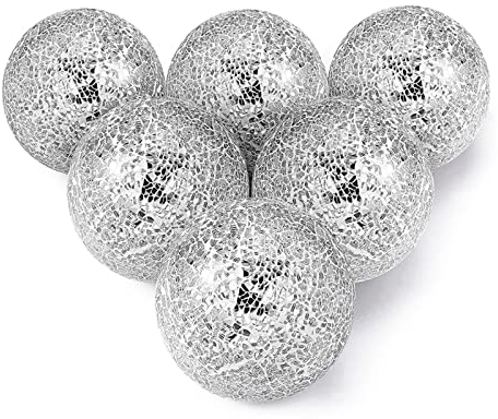 URMAGIC 6 Pcs Mosaic Sphere Balls, 6cm Decorative Orbs Set,Table Centerpiece Balls,Round Decorative Glass Balls,Ball Sculpture Figurines,Mosaic Deco Balls for Bowls Vases