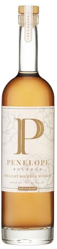 Penelope Four Grain Straight Bourbon Whiskey, uniquely blended from three bourbon mash bills, smooth for sipping or mixing, ABV 40%, 750 ML