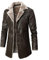 Vintage Style Winter Weiches Schaffell Pilot Pelzjacke Braun für Herren mit Kunstleder, Herren Flieger Faux Shearling Schaffell Leder Bomber Fliegerjacke (Color : Brown, Size : XL)
