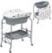 DREAMADE 2 in 1 Wickeltisch & Badewanne mit Gestell, Wickeltisch Klappbar, Wickelkommode auf Rollen mit Bremsen, Badestation Baby ab Geburt bis 15 kg (Grau)