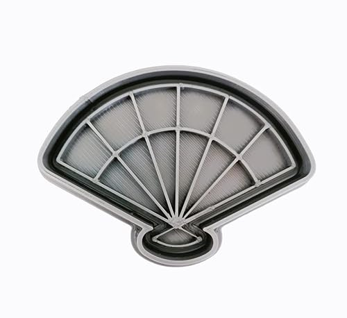 The Cookie Cutter Hub Emporte-pièce en forme d'éventail japonais de 9 cm et embosseur assorti pour biscuits, argile, décoration de pâtisserie