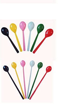 Lot de 12 cuillères en mélamine - 6 cuillères à café + 6 cuillères à dessert