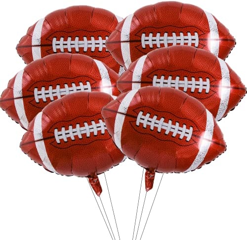 Luftballons Football, 6 Stück Braun American Football Folienballons, Rugby Fußball Thema Party Ballon Deko, für Junge Kinder Geburtstag Superbowl Sport Thema Party Dekoration