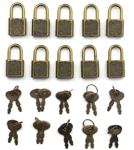 10 uds Mini candados para diario personal con llave y cerradura, pequeño, oro viejo antiguo