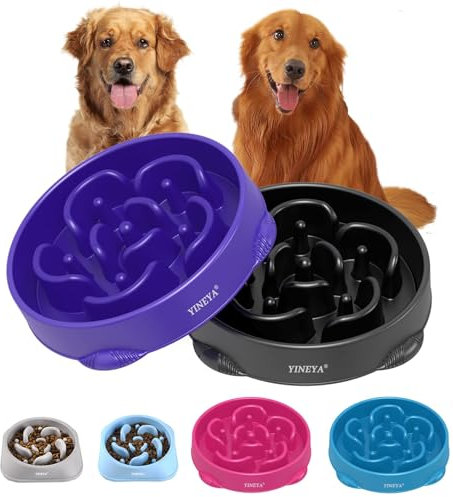 YINEYA 4 Tasses Gamelle Anti Glouton Chien Grande Taille, Gamelle Chien Anti Glouton, Accessoire pour Ralentir la Nourriture, Gamelle Anti Glouton, Puzzle Labyrinthe pour Races Moyennes (2 Pièces)