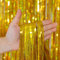 SULOLI 2 Stück Lametta Vorhang,Gold Glitzer Vorhang,Luftschlangen,Vorhang Hintergrund Dekoration für Party Deko Geburtstag Hochzeit Neujahr Halloween Karneval