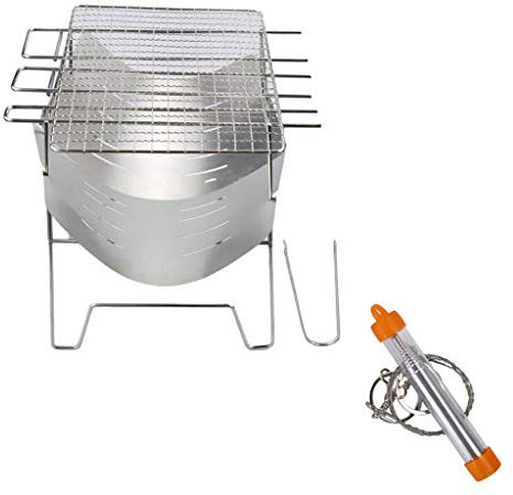 jebyltd Camping Holzofen Grill Faltbarer Edelstahl Brennholz Buring Ofen für BBQ Camping Zubehör für Kinder Real