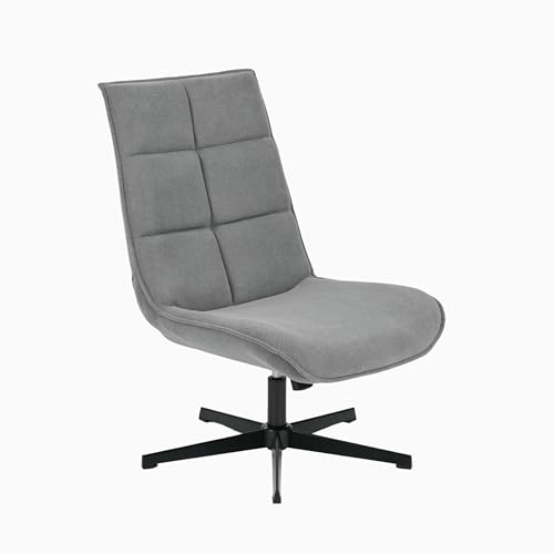 39F FURNITURE DREAM Moderner Drehsessel mit Kippfunktion, Sitzkissen aus Metallstoff, Metall Stoff, grau, 63.5x85x93cm