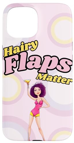 Hairy Flaps iPhone 15 Matte Black Two-Piece Polycarbonate & TPU Shock-Absorbent Rude Funny Case