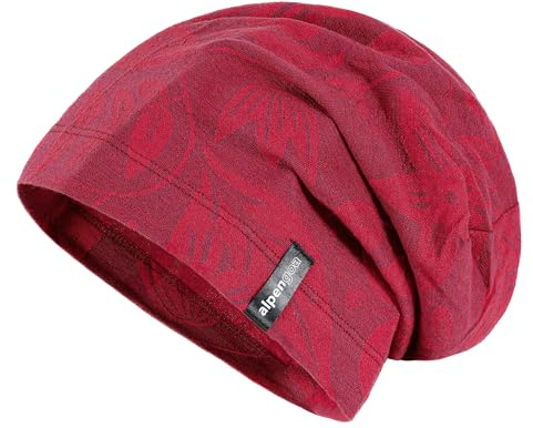 alpengoa Baumwoll Beanie Modell Leaf - leichte Mütze (DE/NL/SE/PL, Alphanumerisch, Einheitsgröße, Rot)