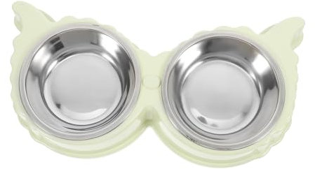 Milisten Cuenco para Mascotas Comedero Doble para Perros Pequeños y Gatos Antideslizante De Acero Inoxidable Plato para Comida y Agua para Interior