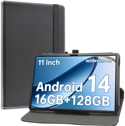 LiuShan Custodia per OUKITEL OT11, 360 gradi di rotazione custodia in Pelle PU con supporto caso per OUKITEL OT11 /OUKITEL OT12 Android Tablet 11 Pollici, Nero