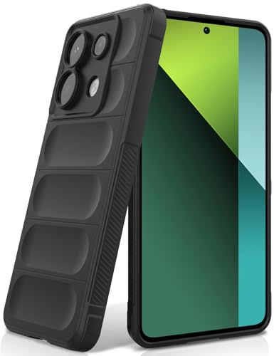 BonYonka Cover in Silicone per Xiaomi Redmi Note 13 Pro 5G/Poco X6, Nero | Design Ondulato Antiurto, Fodera in Microfibra Antigraffio, Touch Morbido Setoso, Protezione Anticaduta di Grado Militare