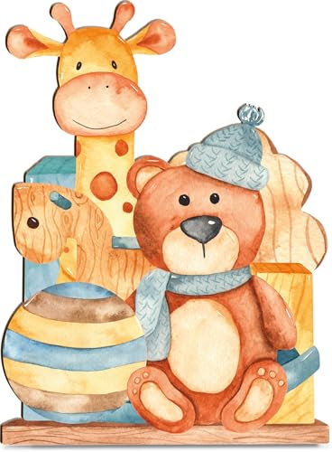 Baby Geschenk Holzkarte - Kinderzimmer Geburtstagskarte | Geburtsgeschenk, Süße Baby Deko, Geschenk für Neugeborene, Süßes Geschenk für frischgebackene Eltern, Niedliche Baby Deko Jungen und Mädchen