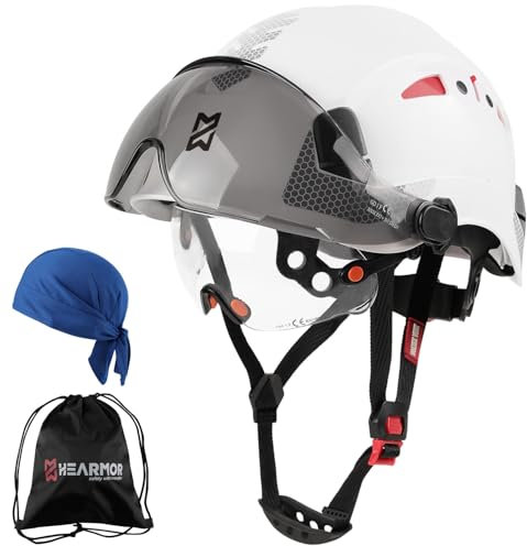 HEARMOR Casco di sicurezza ANSI Z89.1 certificato – Casco da lavoro ultraleggero con ventilazione, sistema di comfort a 6 punti, casco protettivo di alta qualità con design traspirante e sicurezza