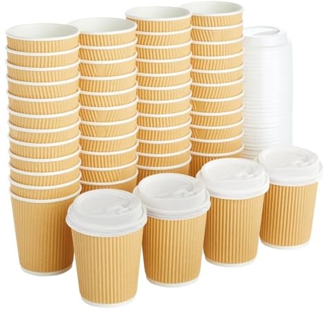 Cherypick Pappbecher mit Deckel 240 ml, 30 Stück, Kaffeebecher To Go | 3-lagig mit Ripple-Wall, hitzeschützend und auslaufsicher, Einweg Pappbecher für Kaffee und Heiß- & Kaltgetränke