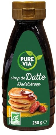 PURE VIA - Sirop de Datte Bio - Alternative au Sucre Naturelle - le flacon de 250g - Le Lot De 4