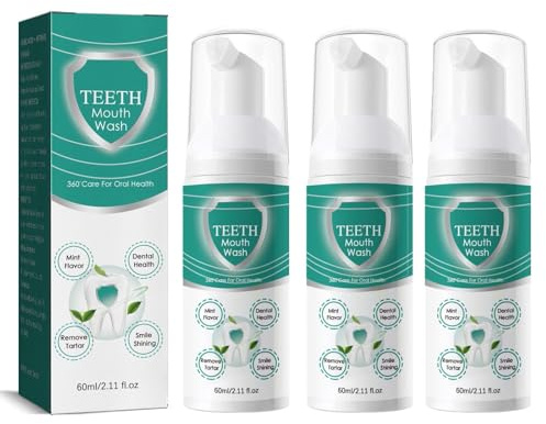 Foam Toothpaste, Zahnaufhellungs-Schaum-Zahnpasta, Zahnmousse mit frischer Minze, tragbares Mundwasser für empfindliche Zähne, Tiefenreinigung und erfrischender Atem, 60ml (60ml, 3pc)