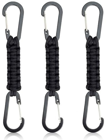 JEXOWIQ Llavero con Mosquetón de Metal para Cuello, Cuerda Trenzada de Paracord Colgante para Llaves, Clip para Cinturón o Bolso, Llavero Hombre Camping y Senderismo
