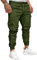 SOMTHRON Homme Ceinture élastique à Long Coton Jogging Pantalons de survêtement Plus la Taille Mode Sport Cargo Pantalons Shorts avec Poches Joggers Activewear Pantalons (GR-M)