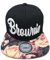 Outfitfabrik ♥ Snapback Cap Stickerei für Damen Brownie, Kappe in schwarz mit Flower-Schirm/floral Print und hochwertigem 3D-Stick in weiß, One-Size, verstellbar an der Rückseite