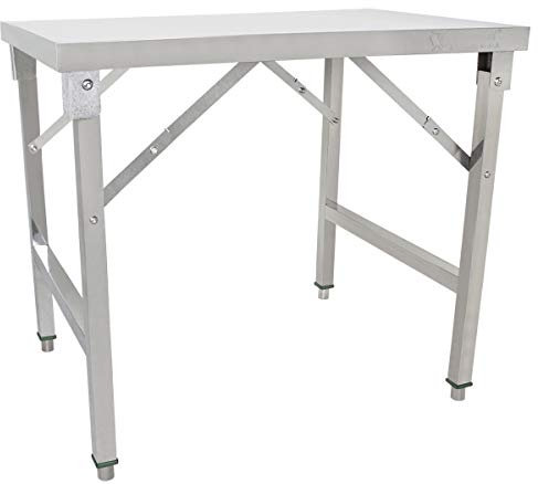 Beeketal 'BA90-60K' Edelstahl Küchen Arbeitstisch klappbar mit 100 kg Tragkraft und justierbaren Stellfüßen, Abmessung Klapptisch aufgebaut (L/B/H): ca. 900 x 590 x 800 mm