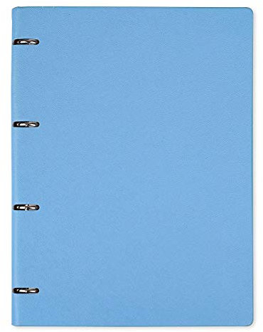 Aoory A4 Binder Ruled Notebook Executive Refillable Planner Round Ring Binder Leather Cover Notepad - Blue and Orange