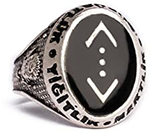 Gök-Türk Ring für Herren Unisex mit Anhänger 'Cukur' Schwarz