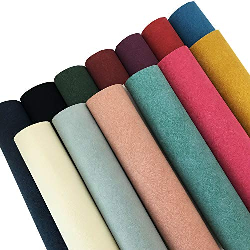 ZAIONE weicher Wildleder-Stoff, 13er-Set, 21 x 30 cm, verschiedene Farben, PVC-Kunstleder-Bögen, synthetisches Kunstleder, Stoff für DIY-Bögen, Schuhe, Tasche, Ohrringe, Schneiderei, Autos, Dekoration