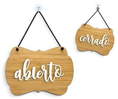 SIGNS - Bambù Shabby Chic - Abierto Cerrado cartel doble cara signo OC09 - Placa de la puerta colgante de doble cara - Letrero de la tienda comercial reversible