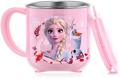 Frozen Elsa Anna rosa ABS-Edelstahlbecher mit Deckel, 250 ml